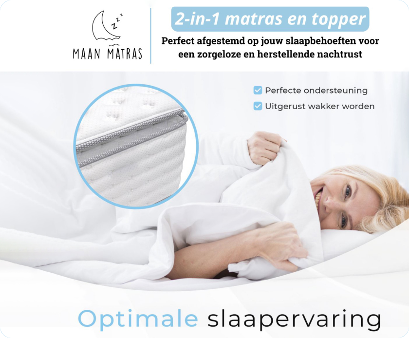 Maan matras® 2-IN-1 Matras & Topper | Koudschuim & Hybrid.