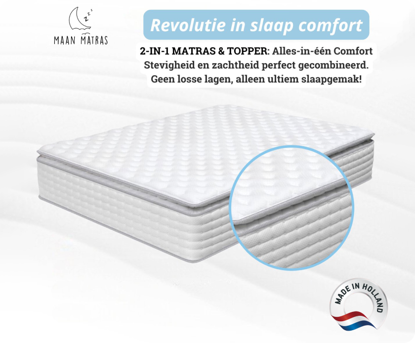 Maan matras® 2-IN-1 Matras & Topper | Koudschuim & Hybrid.