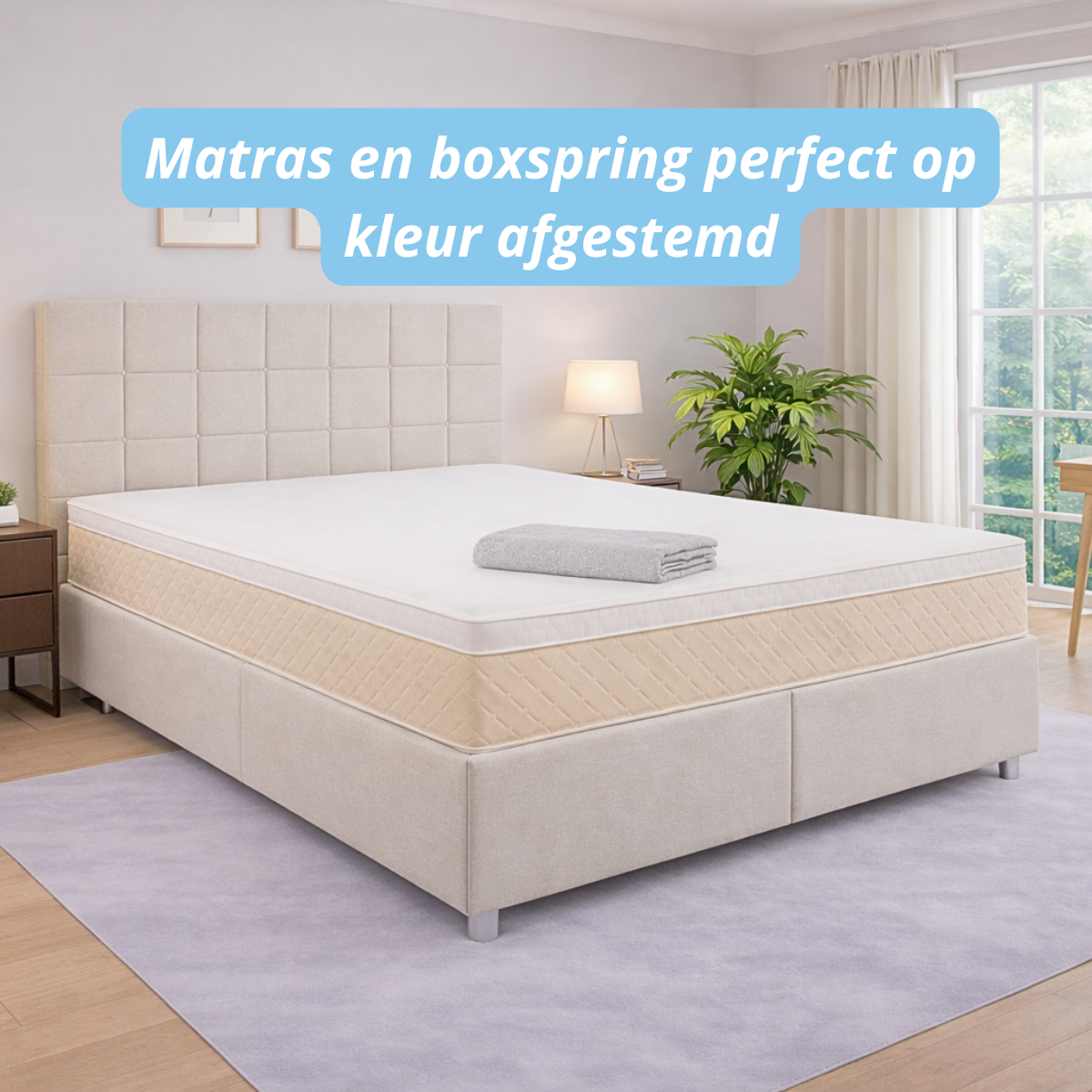 Boxspring compleet | Opbergruimte | Bed | Beige/Creme
