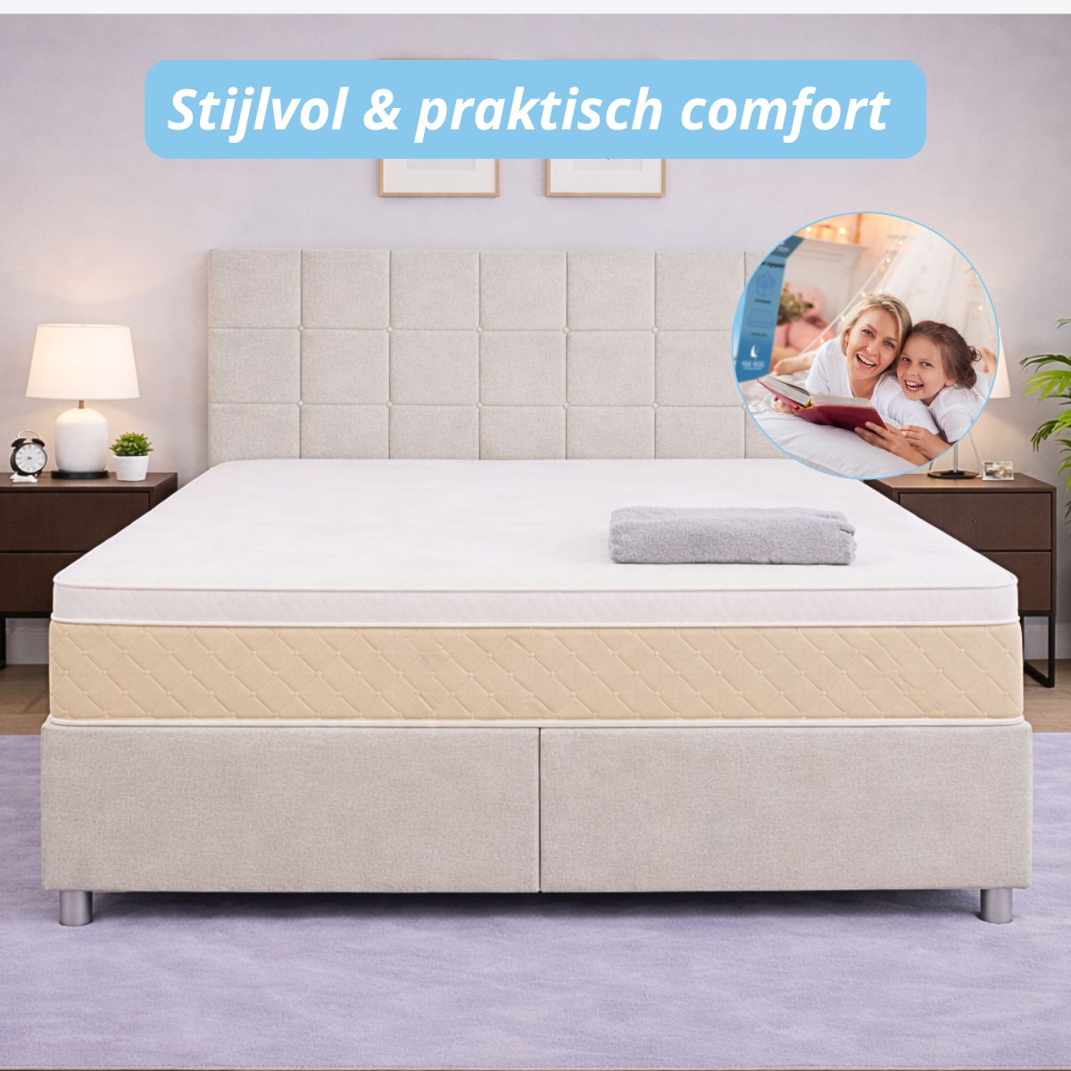 Boxspring compleet | Opbergruimte | Bed | Beige/Creme