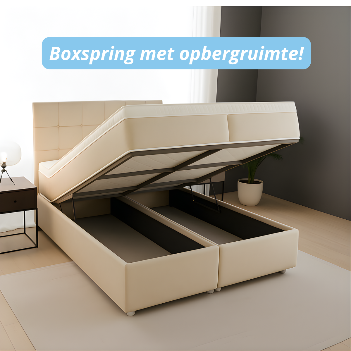 Boxspring beige creme | boxspring met opbergruimte | Boxspring Beige