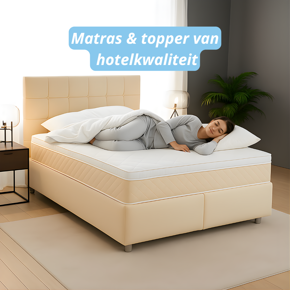 Boxspring beige creme | boxspring met opbergruimte | Boxspring Beige