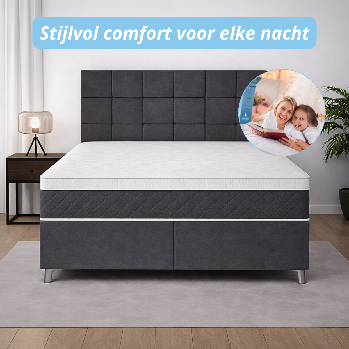 Boxspring compleet | Opbergruimte | Bed antraciet