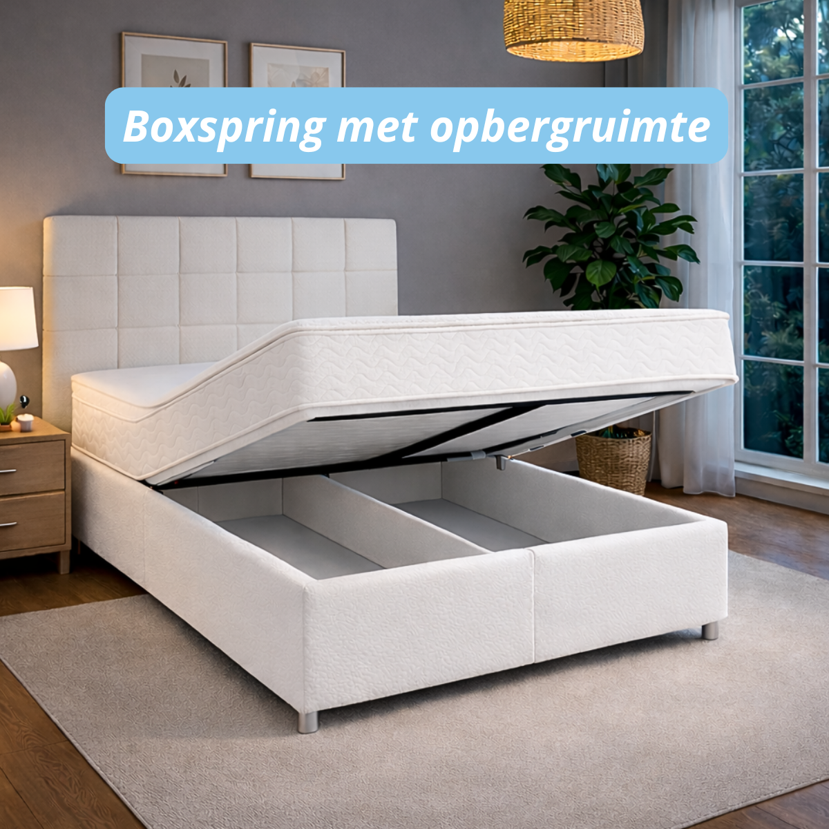 Boxspring compleet | Opbergruimte | Bed | White Crystal