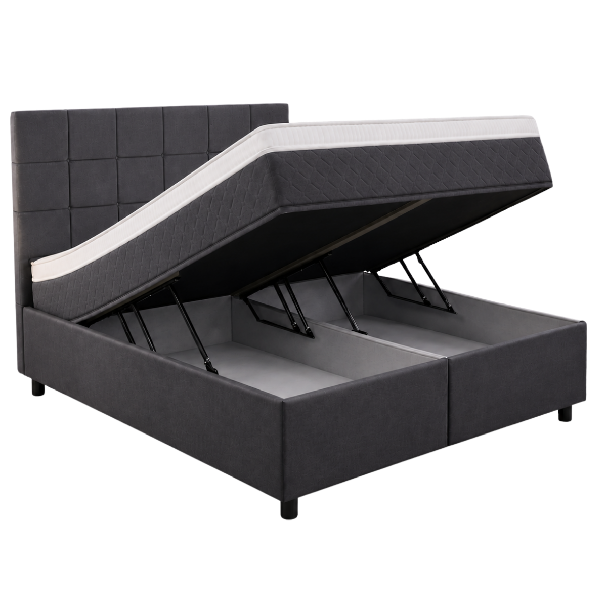Boxspring compleet | Opbergruimte | Bed antraciet