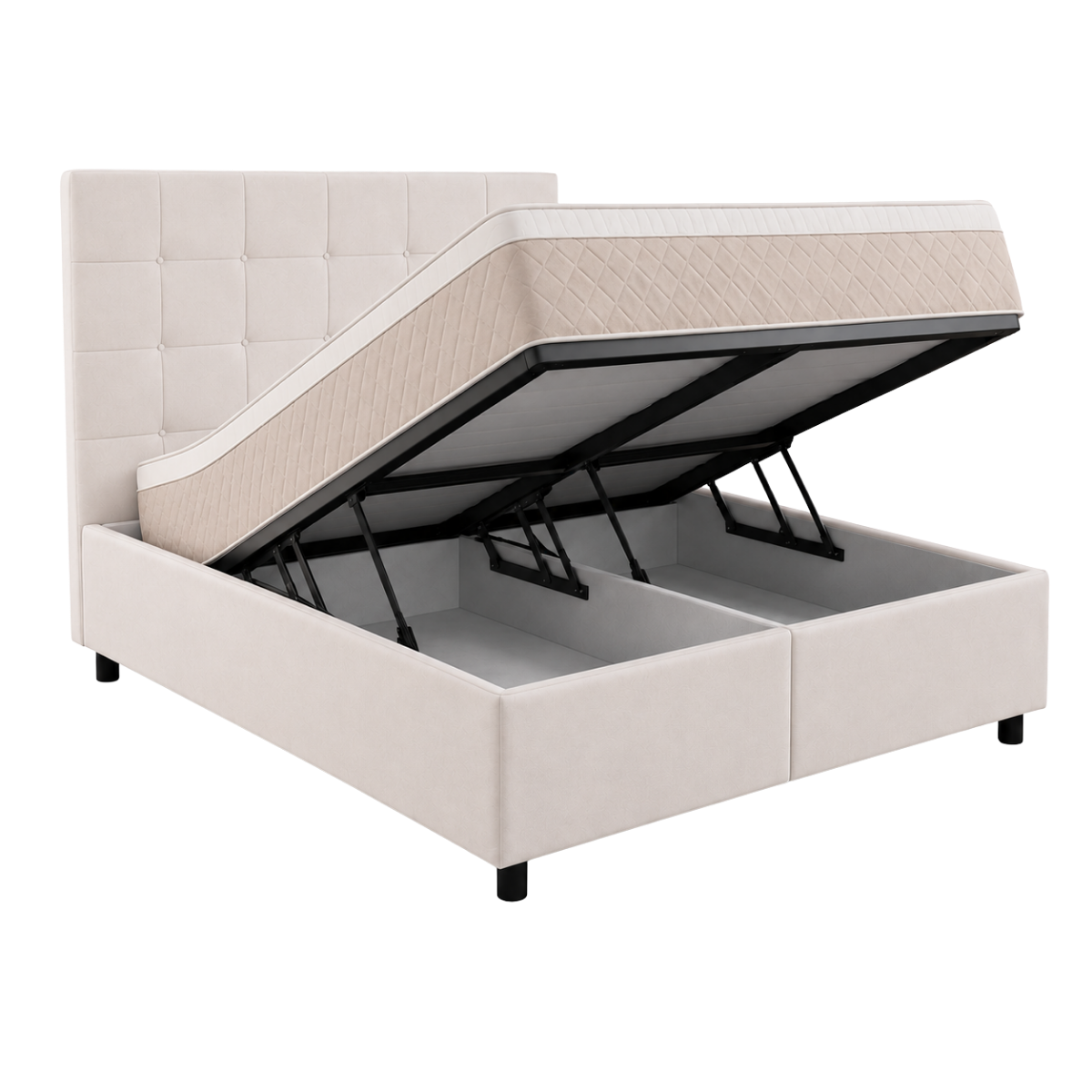 Boxspring compleet | Opbergruimte | Bed | Beige/Creme