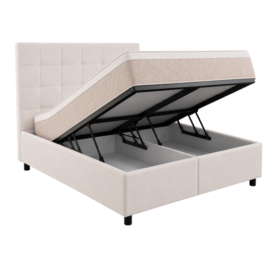 Boxspring compleet | Opbergruimte | Bed | Beige/Creme